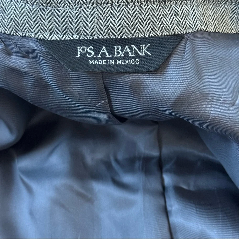 Jos. A. Bank Signature Men’s 46R L Suit Jacket Silk Camelhair Gray Herringbone
